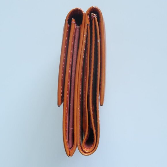 Chanel Orange Patent Leather Wallet Card Holder Silver CC Logo Luxury Designer - Picture 10 of 16